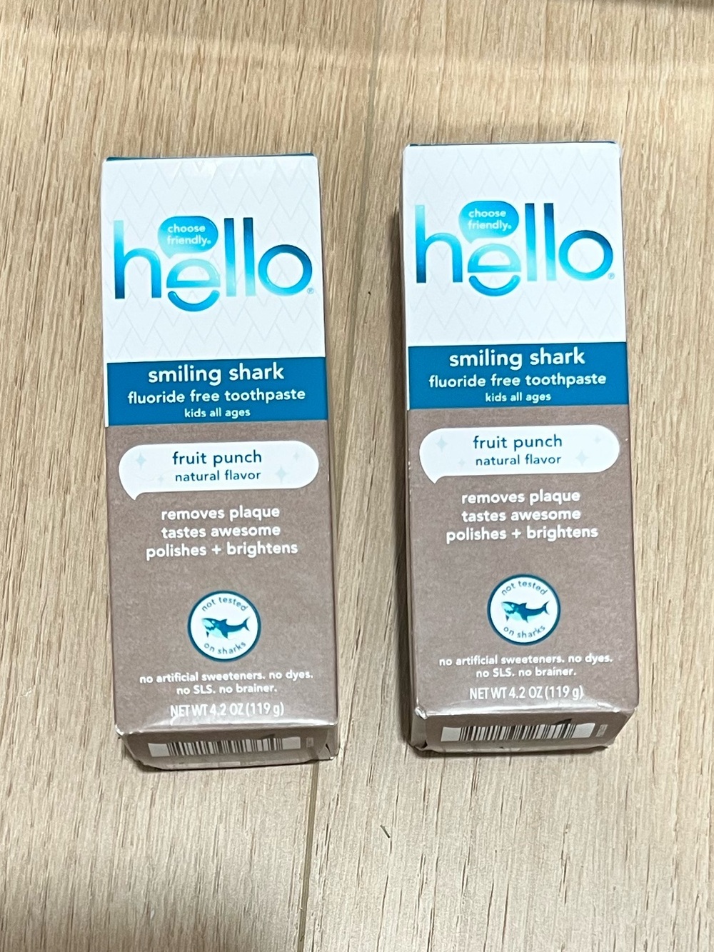 Hello Smiling Shark Kids Fluoride Toothpaste Fruit Punch Flavor 2-Pack 4.2 oz